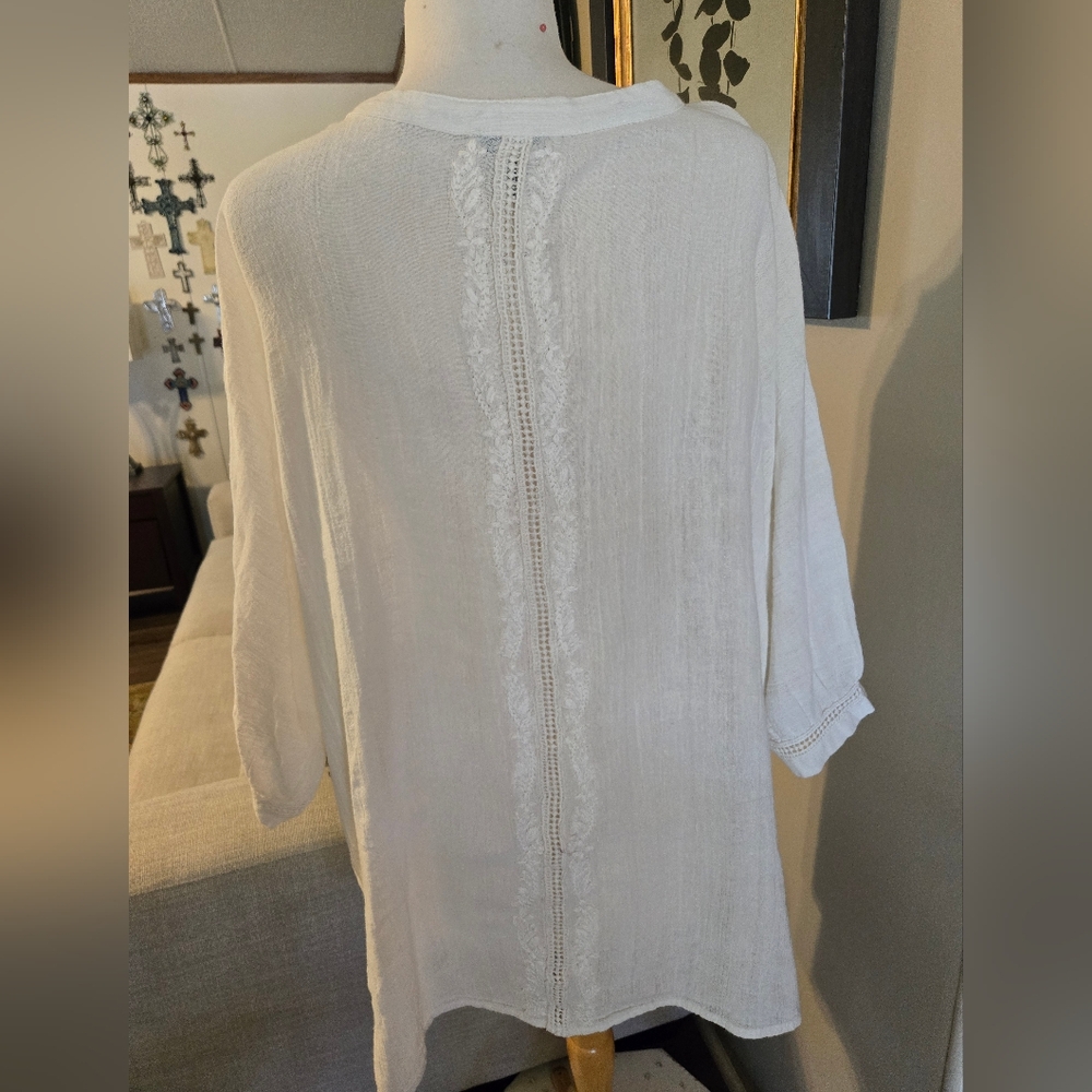 Rachel Zoe:Boho Cream Tunic Top - Picture 8 of 10